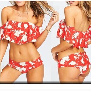Flirty Ruffled 2-piece Bikini Hawaiian print